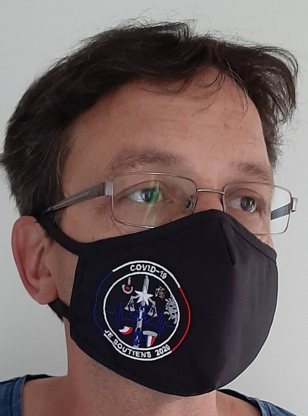 Masque facial brodé "Je soutiens COVID-19 "